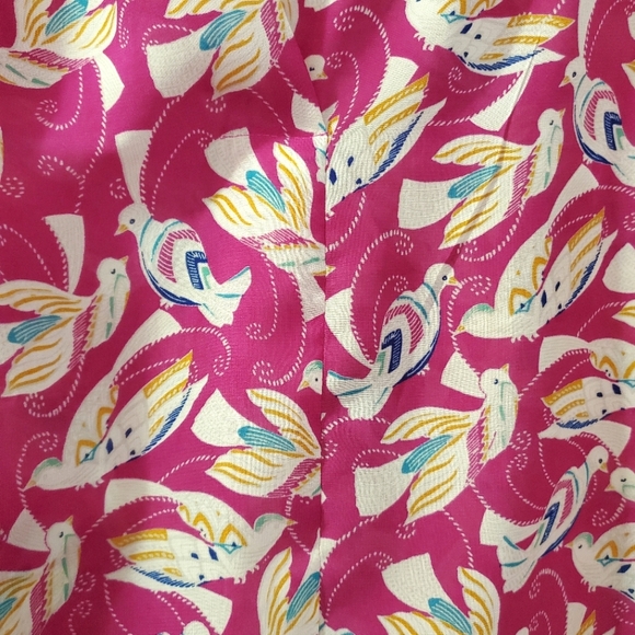 🐦 Banana Republic - Magenta Bird Print Sleeveless Blouse - Size M - Picture 3 of 7